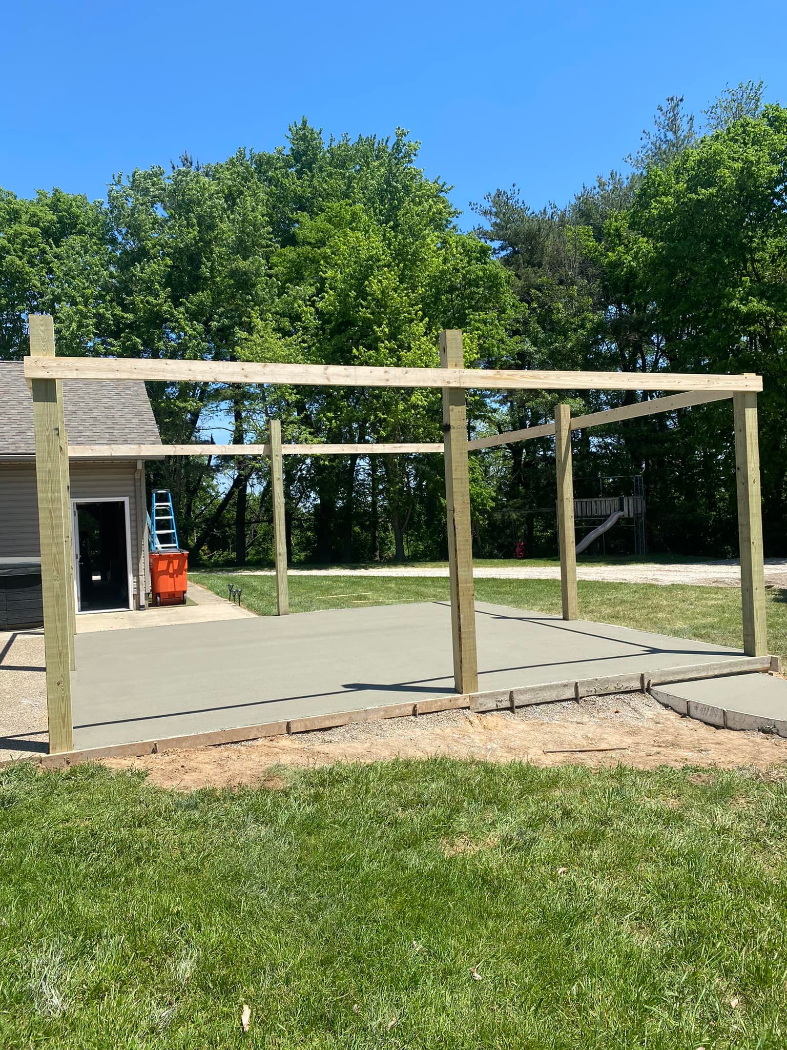 Patio with pergola frame